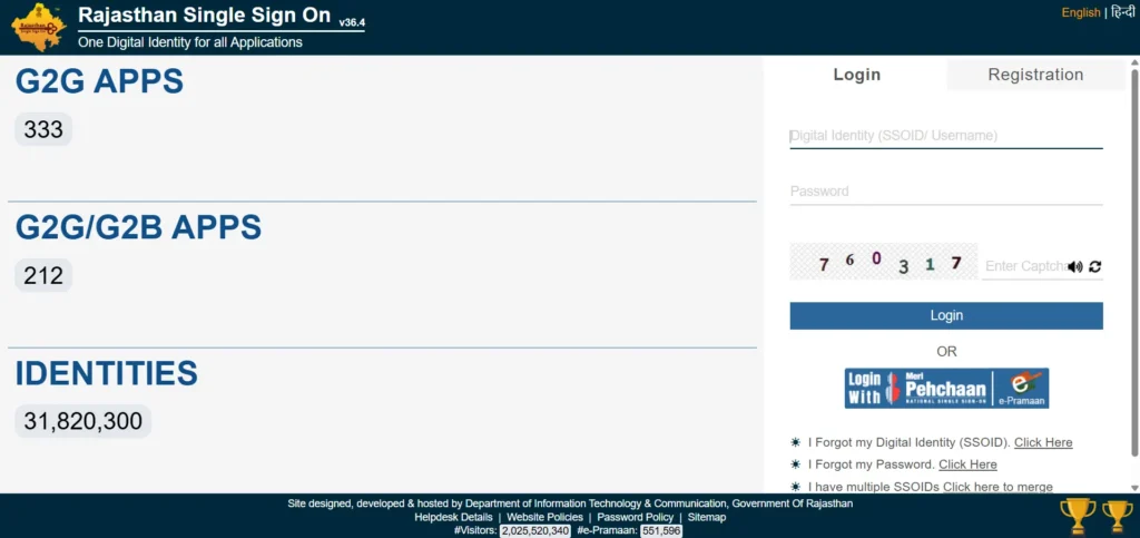 SSO ID Rajasthan Login